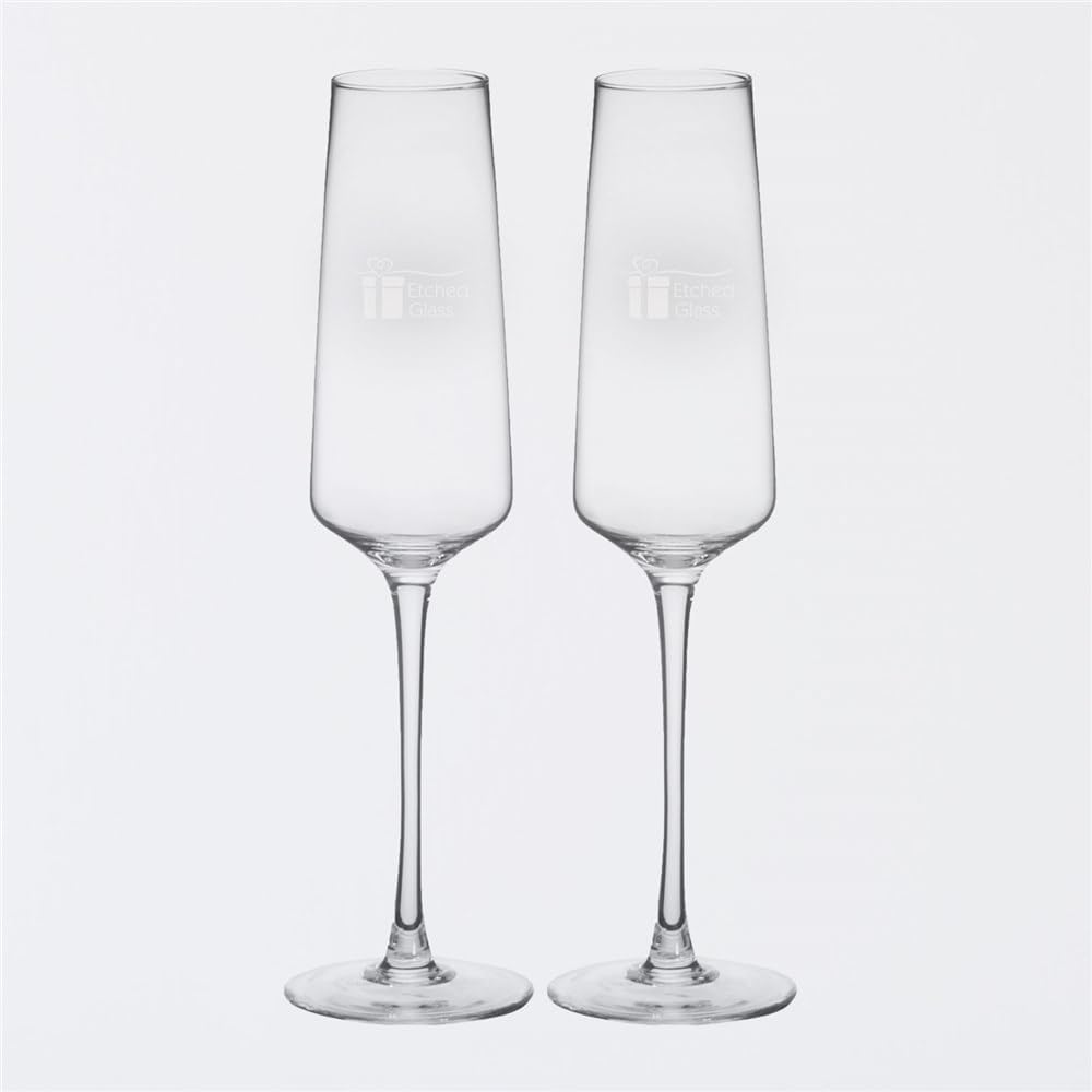 GiftsForYouNow Personalized Wedding Couple Champagne Estate Glasses Set of 2, Laser Engraved, 9.5 oz, Champagne Flutes for Wedding, Gift for Birde and Groom, Wedding Reception
