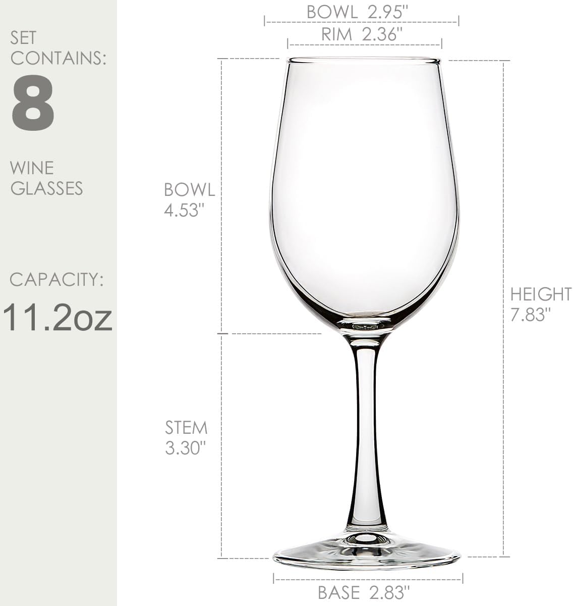 C CREST Elegant 11.2oz Red Wine Glasses for Party, Wedding- Set of 8