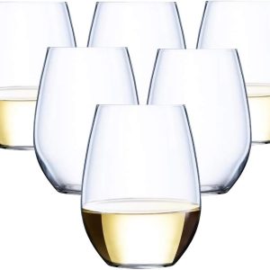 36 piece Stemless Unbreakable Crystal Clear Plastic Wine Glasses Set of 36 (12 Ounces)