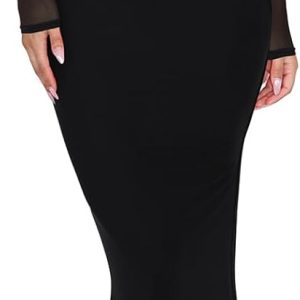 REORIA Women's Fall Mesh Sheer Long Sleeve Wedding Guest Dress Sexy Floral Bodycon Maxi Long Dresses