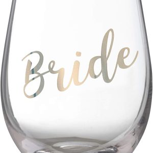 Lillian Rose Gold Bride Stemless Wine Glass, Height 4.75" (G115 BR)
