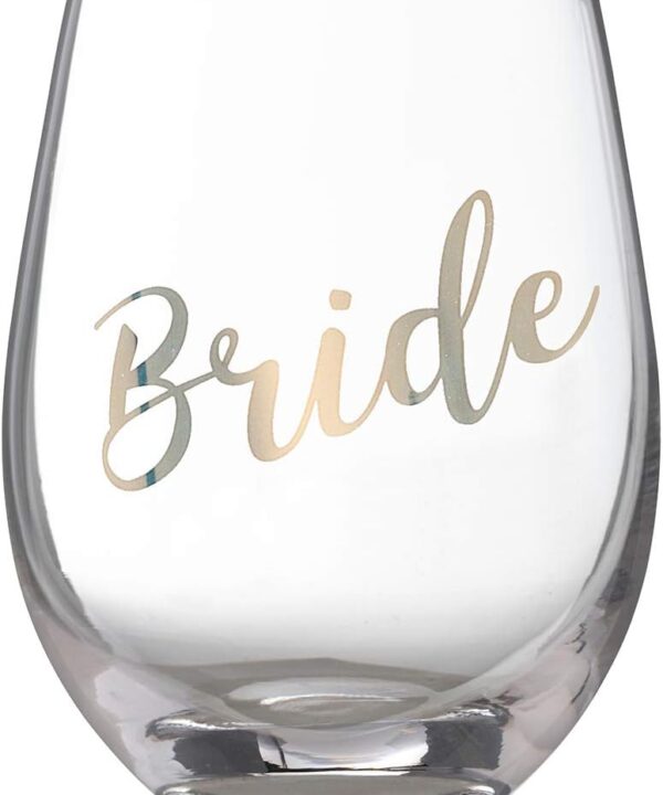 Lillian Rose Gold Bride Stemless Wine Glass, Height 4.75" (G115 BR)