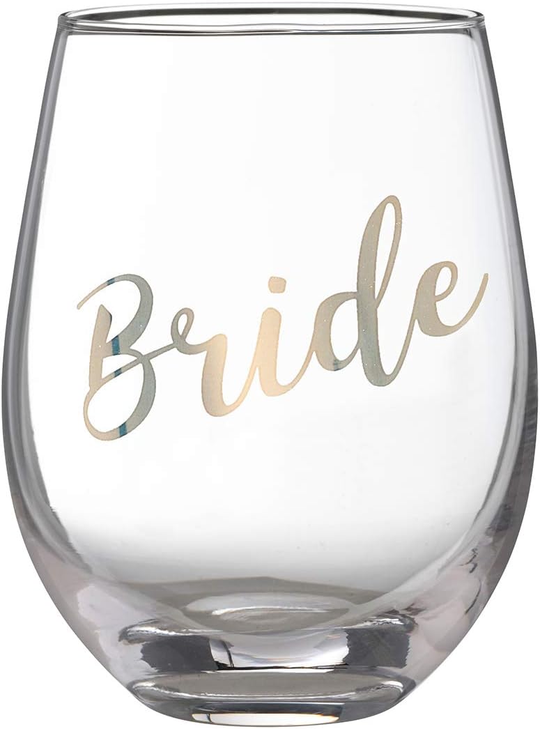 Lillian Rose Gold Bride Stemless Wine Glass, Height 4.75" (G115 BR)