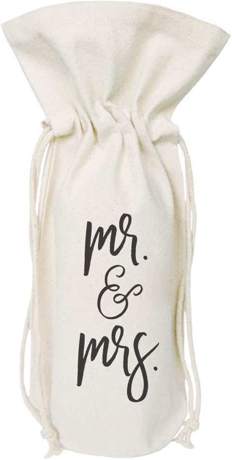 The Cotton & Canvas Co. Mr. & Mrs. Wine Bag, Bottle Cover, Bridal Party Gift and Wedding Gift Bag