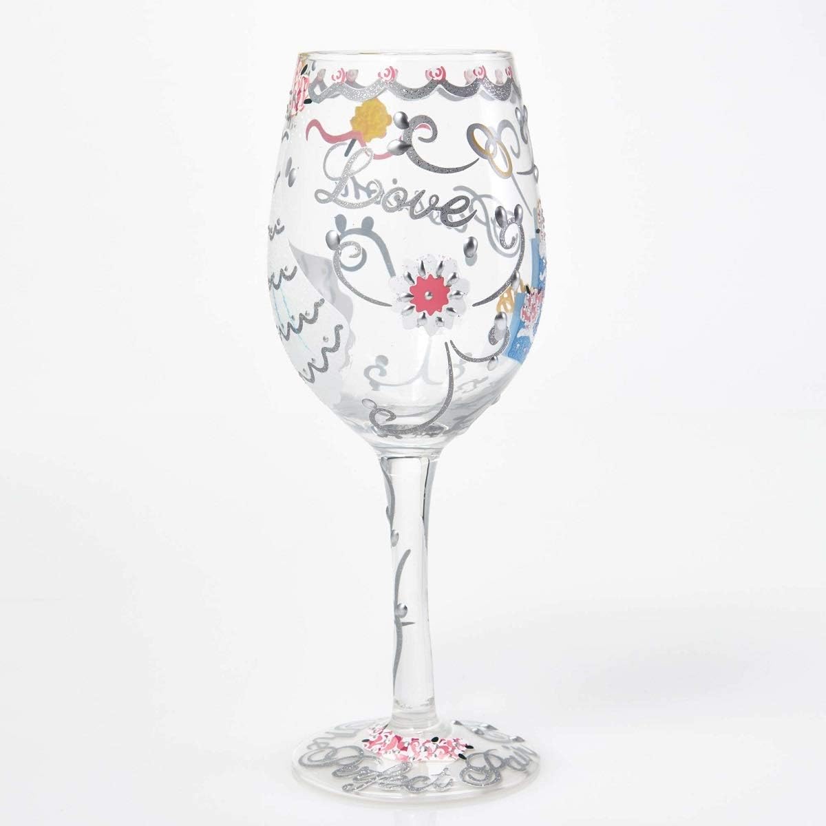 Enesco Designs by Lolita Bride Artisan Made Hand Painted Wine Glass, Wedding Dress, 15 oz