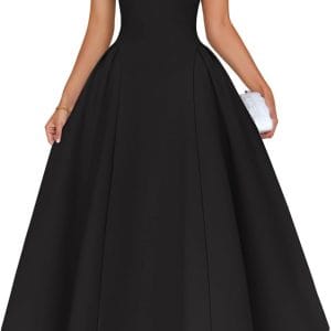 ZESICA Cocktail Dresses for Women's Elegant Off Shoulder Short Sleeve Swing A Line Wedding Evening Party Midi Dress