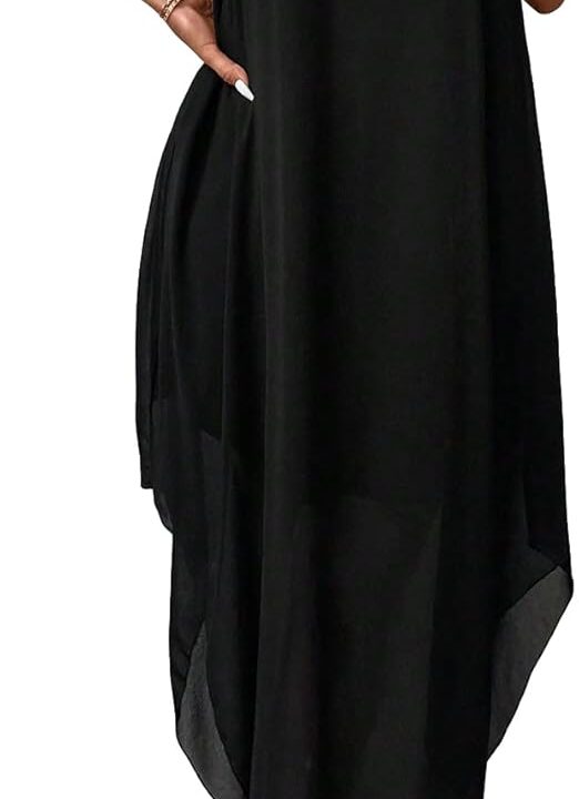 Verdusa Women's Fall Formal Wedding Guest Dress Halter Flowy Sleeveless Asymmetrical Boho Maxi Dress