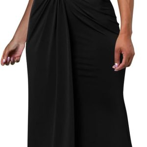 Memoriesea Women's Elegant Sleeveless One Shoulder Bodycon Evening Cocktail Maxi Dress