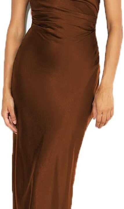 2025 Satin Cap Sleeve Cowl Back Summer Dresses for Women Elegant Ruched Waist Wedding Guest Midi Dress