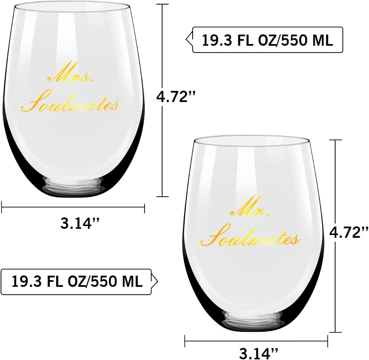 Mr & Mrs Wine Glasses Set of 2, Champagne Wedding Gifts Sets for Bridal Shower,Engagement Gifts for Couples Newlyweds Anniversary with Elegant Keepsake Box