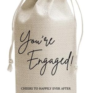 Engegement Wine Gift Bag Married Gifts for Bride Groom, Bridal Shower Couples Her Him, Engagement Wedding Party Decorations, Newlywed Gift, 1 Pcs Burlap Wine Bottle Cover Bag