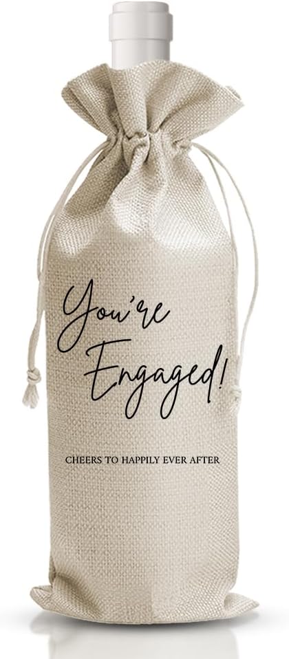Engegement Wine Gift Bag Married Gifts for Bride Groom, Bridal Shower Couples Her Him, Engagement Wedding Party Decorations, Newlywed Gift, 1 Pcs Burlap Wine Bottle Cover Bag