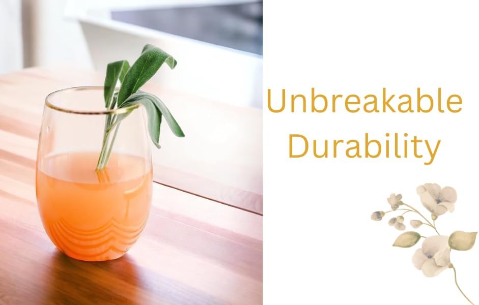 36 piece Stemless Unbreakable Crystal Clear Plastic Wine Glasses Set of 36 (12 Ounces)