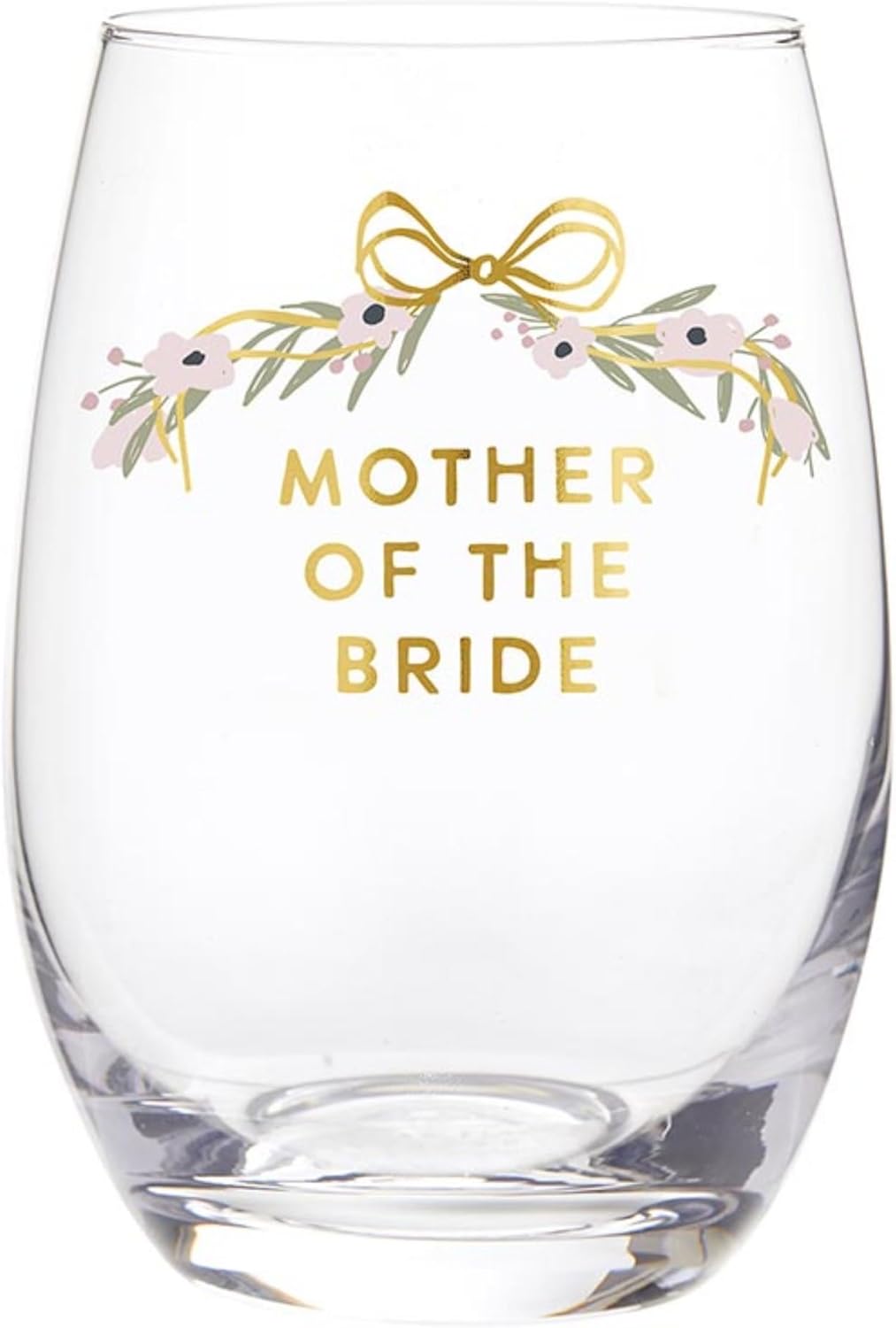 Santa Barbara Design Studio Wedding Party Gift Boxed Wine Glasses Gold Foil Stemless Wine Glass, 17-Ounce, Mother Of The Bride