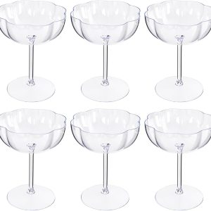 Ciaell 12PCS Plastic Martini Glasses - 10 Oz Elegant Disposable Cocktail Glasses for Champagne Wine Wedding Party Anniversary Bar