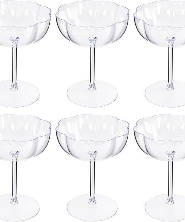 Ciaell 12PCS Plastic Martini Glasses - 10 Oz Elegant Disposable Cocktail Glasses for Champagne Wine Wedding Party Anniversary Bar