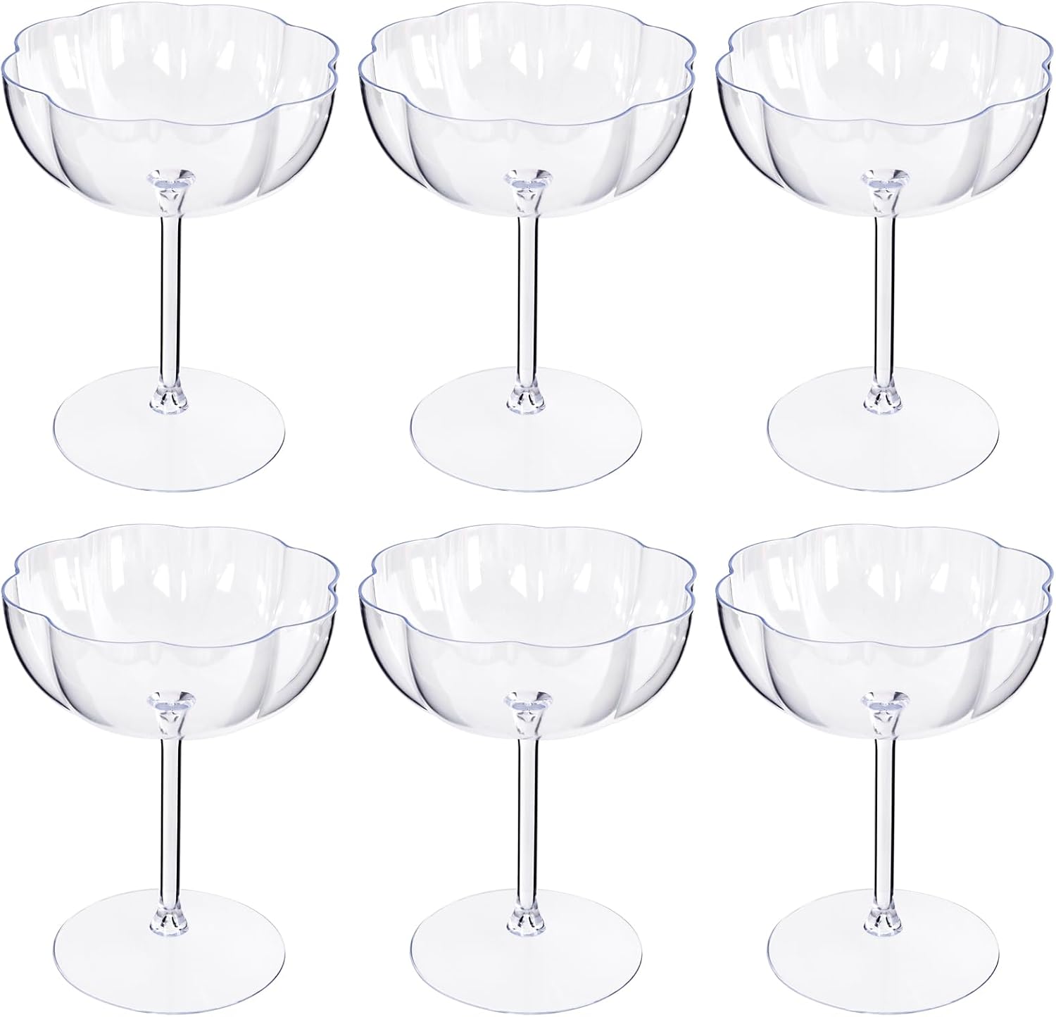Ciaell 12PCS Plastic Martini Glasses - 10 Oz Elegant Disposable Cocktail Glasses for Champagne Wine Wedding Party Anniversary Bar
