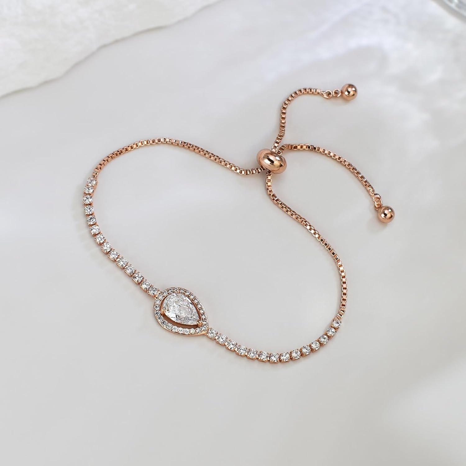 UDYLGOON Imitation Cubic Zironia Diamond Teardrop Earrings Necklace Bracelet Jewelry Set For Bride Bridesmaids Bridal Wedding Party Prom Jewelry Gift