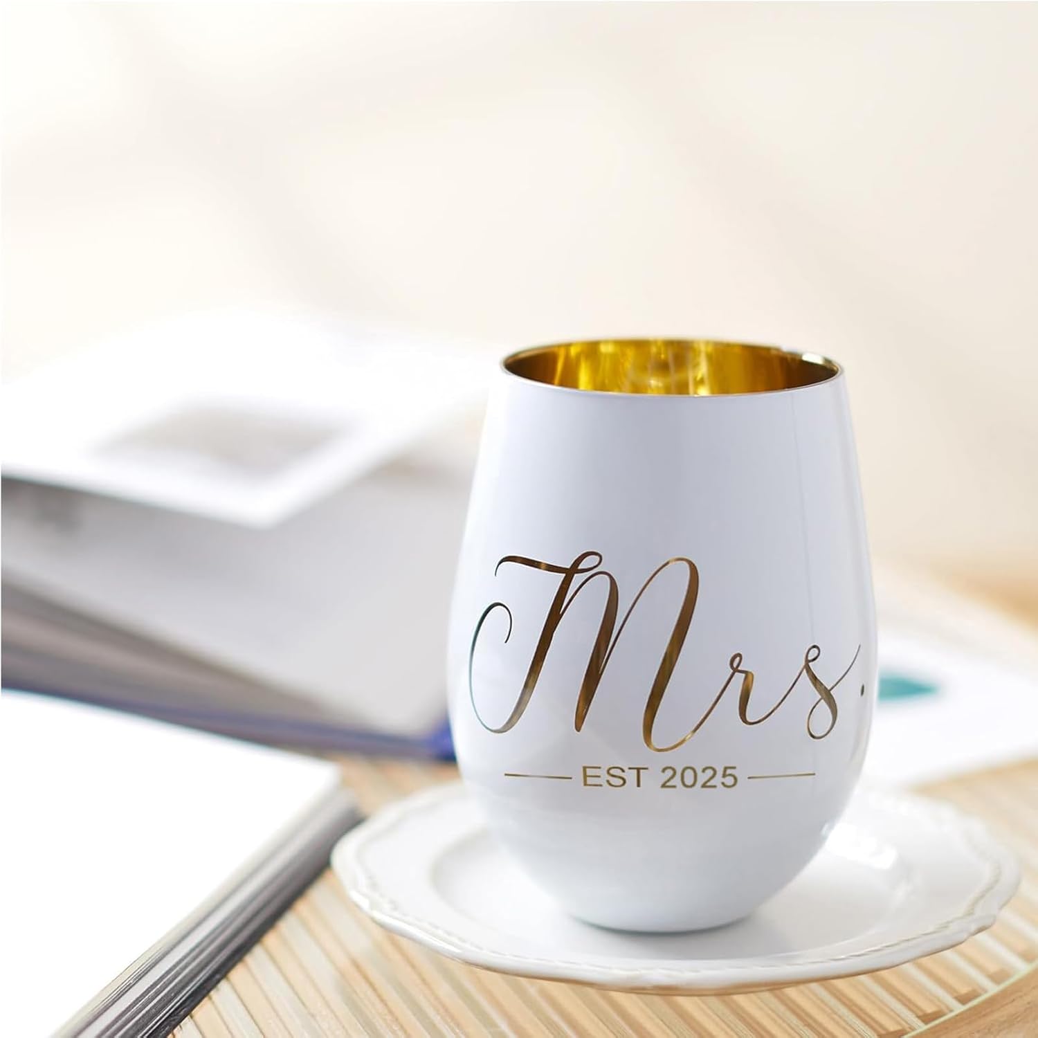 Mr and Mrs EST 2025 Wine Glasses Gifts- Cool Engagement Gifts, Wedding Gifts for Couples, Bride and Groom, His and Hers- Bridal Shower Gifts for Bride To Be