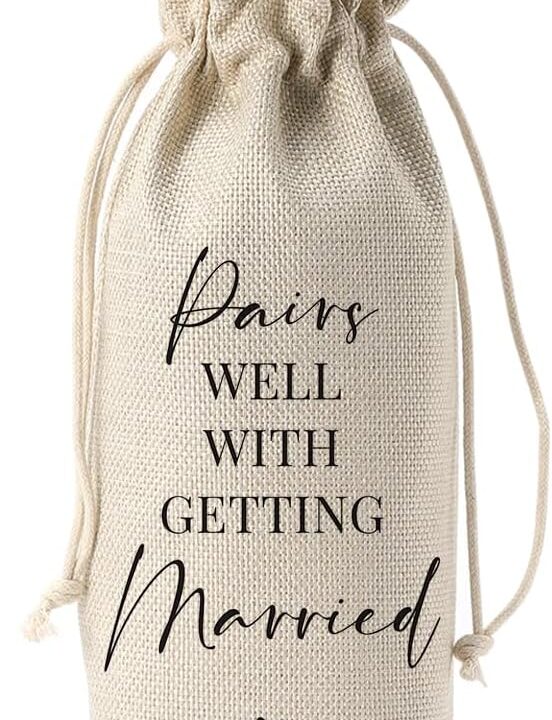 Wedding Gifts for Bride and Couple - Bridal Shower, Honeymoon, Bachelorette Party Wine Bag for Women, Men, Friend, Niece - Mrs Gift for Wine Bottles