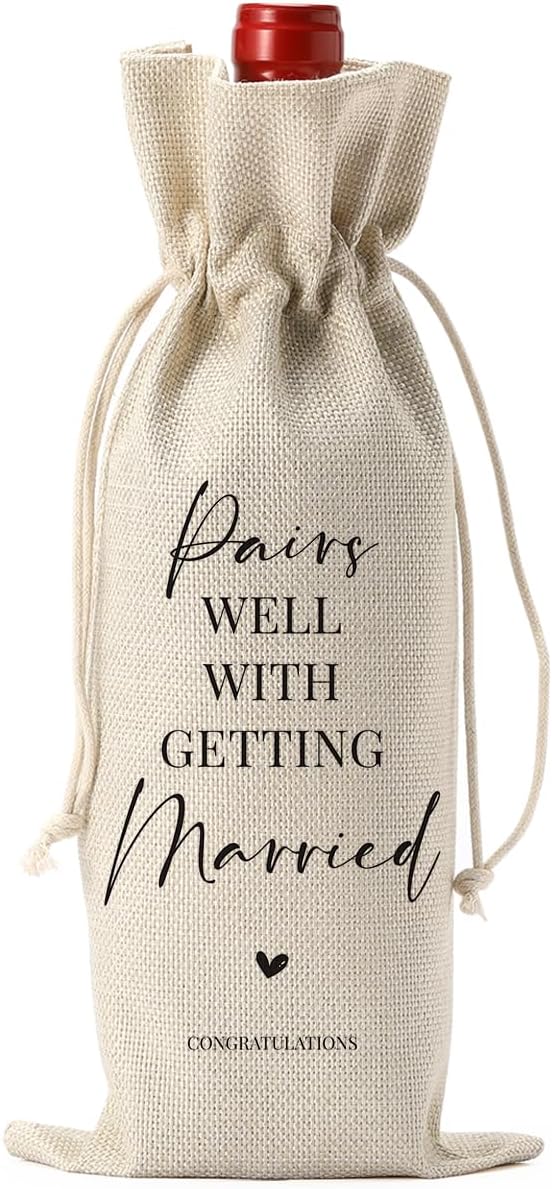 Wedding Gifts for Bride and Couple - Bridal Shower, Honeymoon, Bachelorette Party Wine Bag for Women, Men, Friend, Niece - Mrs Gift for Wine Bottles