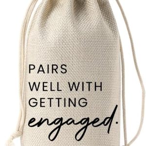 FBCCZEY Engaged Gifts, Engagement Gifts for Couples Her, Engagement Party Decorations Gifts for Engaged Couple Wine Bag, Pairs Well with Getting Engaged Wine Bottle Bag