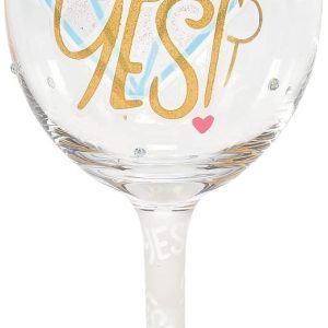 Enesco Designs by Lolita Wedding I Said Hand-Painted Artisan Wine Glass, 15 Ounce, Multicolor