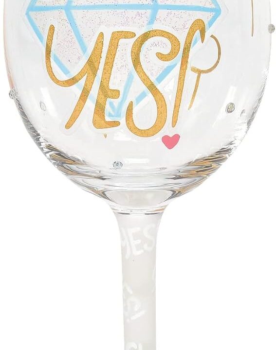 Enesco Designs by Lolita Wedding I Said Hand-Painted Artisan Wine Glass, 15 Ounce, Multicolor