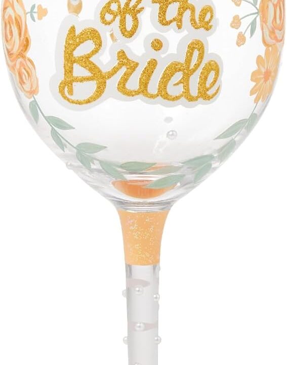 Enesco Lolita Designs Wedding Mother of the Bride Hand-Painted Artisan Wine Glass, 15 Ounce, Multicolor