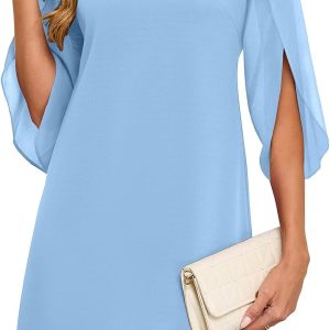 oten Women's 2025 Flutter Sleeve Cocktail Dress Crew Neck Chiffon Formal Wedding Guest Party Dresses