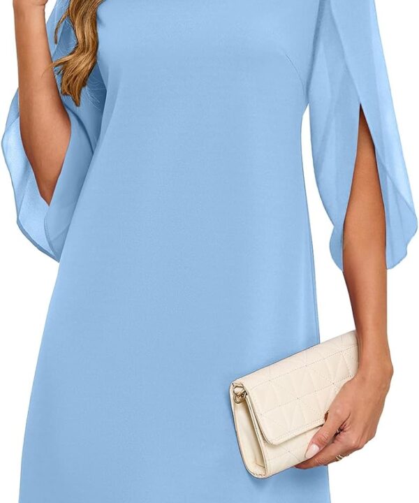 oten Women's 2025 Flutter Sleeve Cocktail Dress Crew Neck Chiffon Formal Wedding Guest Party Dresses