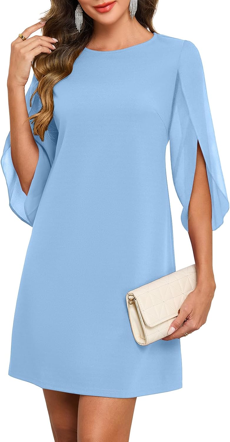 oten Women's 2025 Flutter Sleeve Cocktail Dress Crew Neck Chiffon Formal Wedding Guest Party Dresses