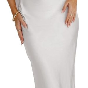 2025 Satin One Shoulder Maxi Dress for Women Summer Silk Formal Elegant Backless Ruffle Sleeveless Wedding Guest Dresses