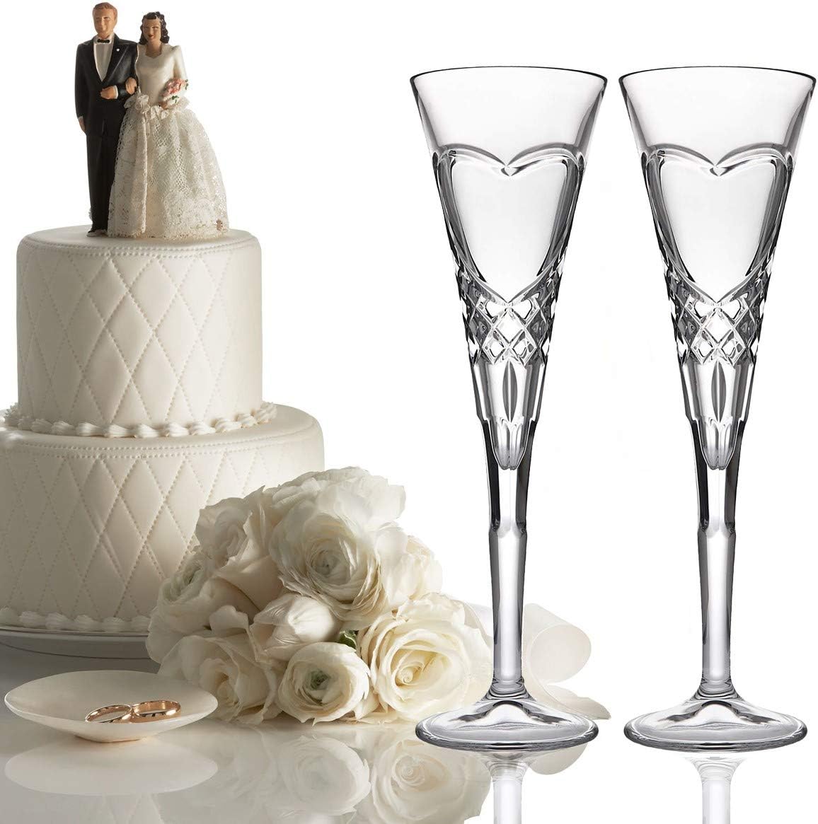 Godinger European Made True Love Champagne Flute Pair Toasting Glasses