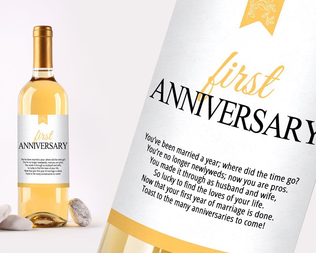 Marriage Milestones Wine Bottle Labels, Set of 5 Waterproof Wine Bottle Labels, Wedding Gift, Marriage Milestones, Wedding Firsts