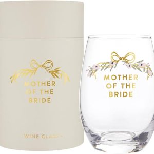 Santa Barbara Design Studio Wedding Party Gift Boxed Wine Glasses Gold Foil Stemless Wine Glass, 17-Ounce, Mother Of The Bride