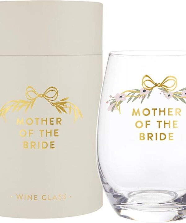 Santa Barbara Design Studio Wedding Party Gift Boxed Wine Glasses Gold Foil Stemless Wine Glass, 17-Ounce, Mother Of The Bride