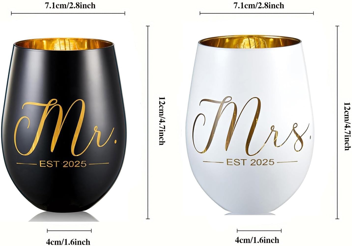 Mr and Mrs EST 2025 Wine Glasses Gifts- Cool Engagement Gifts, Wedding Gifts for Couples, Bride and Groom, His and Hers- Bridal Shower Gifts for Bride To Be