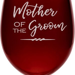 Lifetime Creations Mother of the Groom Wine Glass: 19 oz Engraved Stemmed Wine Glass, Wedding Gift for Mom from Son, Dishwasher Safe, Made in USA
