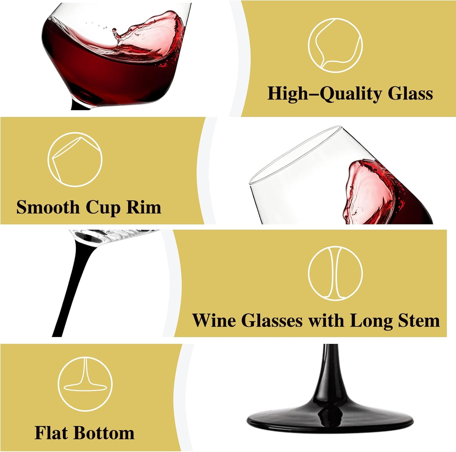 Red Wine Glasses Set of 6, 20 oz Large Clear Burgundy Wine Glasses With Long Stem, Premium Crystal Wine Glass, Unique Gift for Wedding, Anniversary, Mothers Day