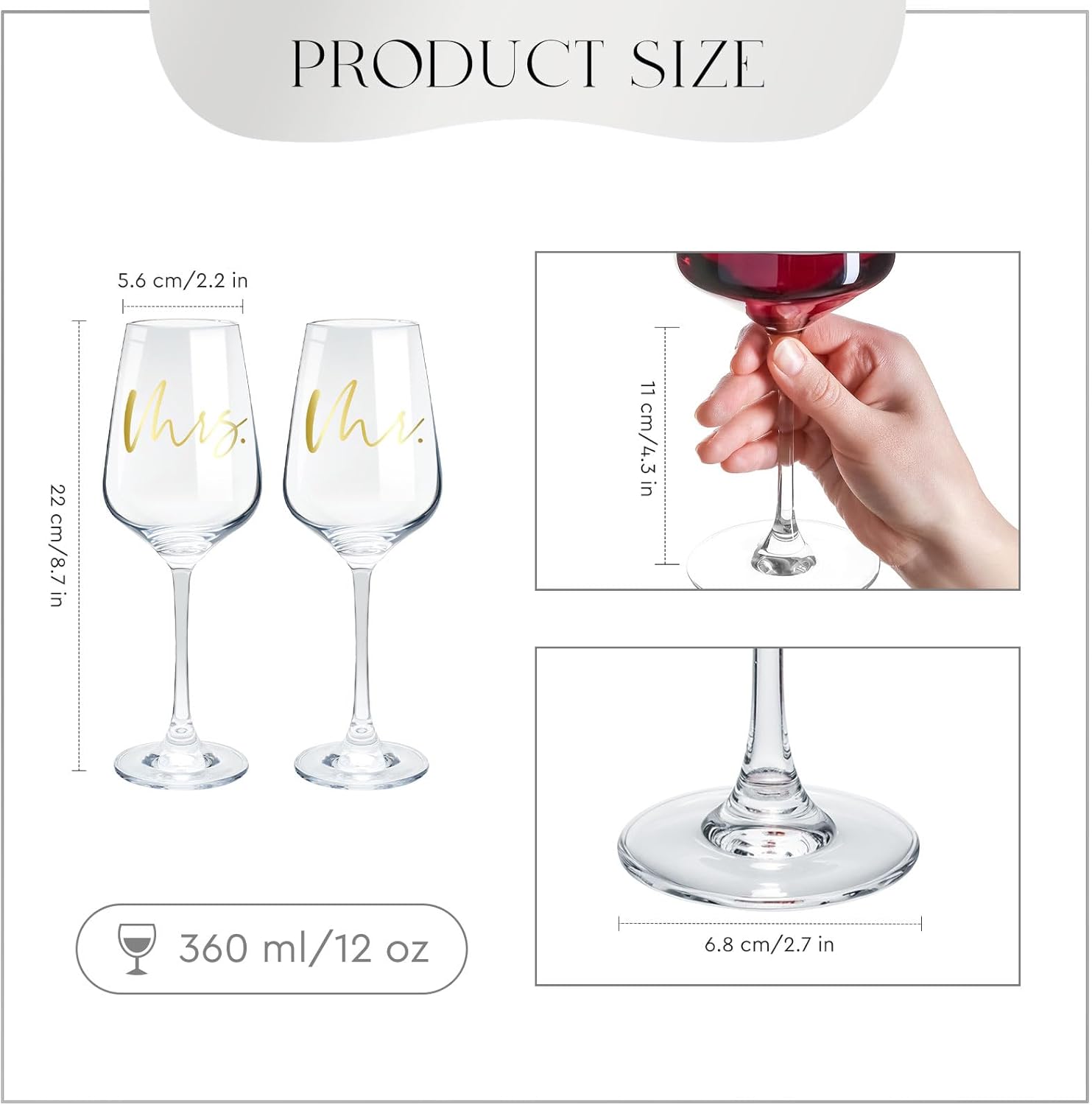 AW BRIDAL Mr and Mrs Wine Glasses Set of 2 for Engagement Bridal Shower, Wedding Gifts for Newlywed Couples 2025, Personalized Anniversary Wine Glass Gift Basket for Bride Groom and Fiance Fiancee