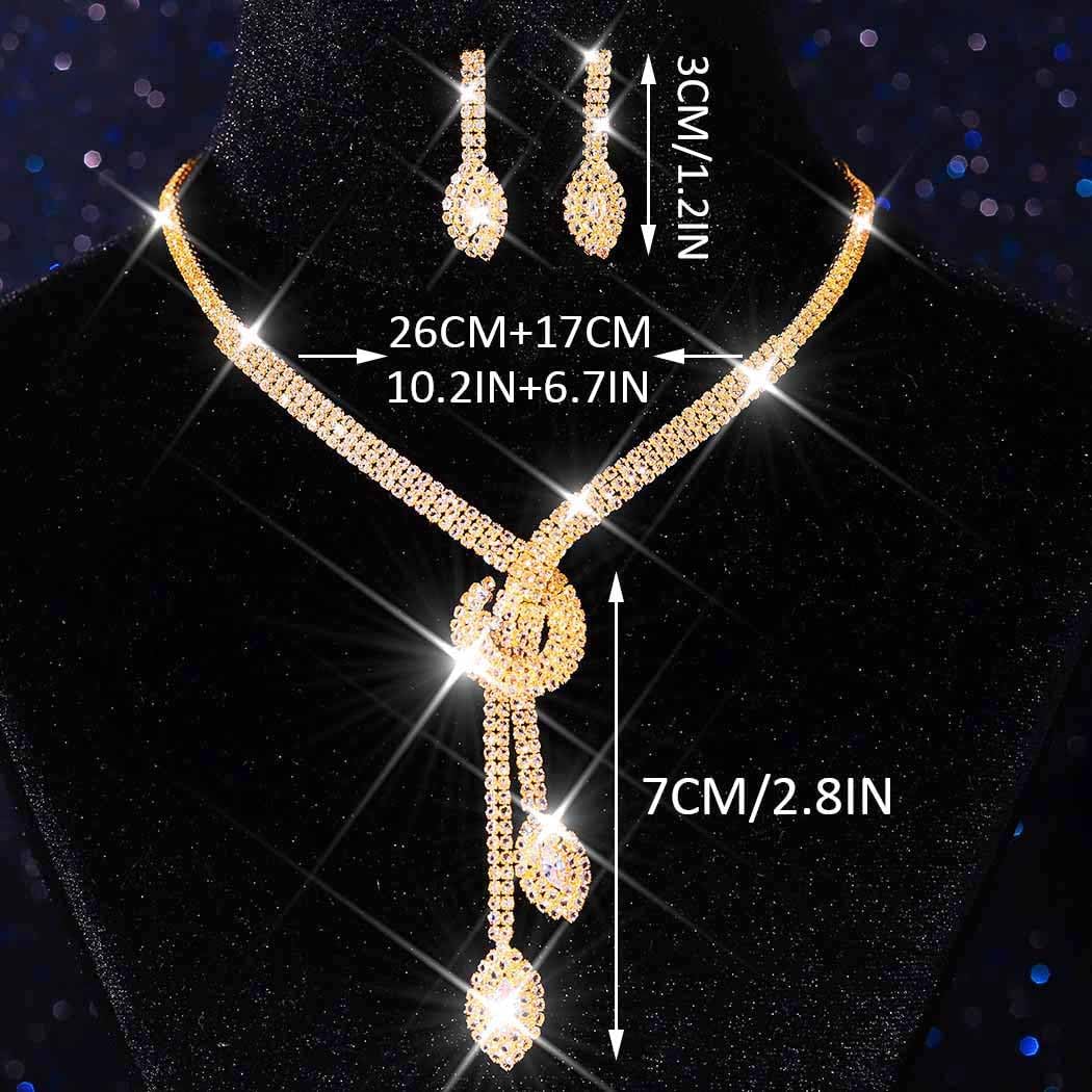 Unicra Silver Rhinestone Bridal Wedding Jewelry Set Crystal Necklace Earrings Sets Formal Prom Costume Jewelry Sets for Women and Brides