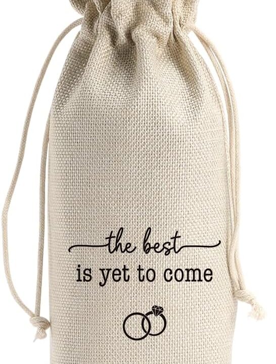 Engagement Wine Gift Bag Wedding Engaged Gifts for Newlyweds Couple Women Men Bridal Shower Gifts for Bride and Groom Pairs Well with Wedding Planning The Best Is Yet to Come Wine Bags