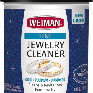 Weiman Fine Jewelry Cleaner Liquid with Cleaning Brush  Restores Shine & Brilliance to Gold, Platinum, Precious Gemstones & Diamond Jewelry, 6 Oz