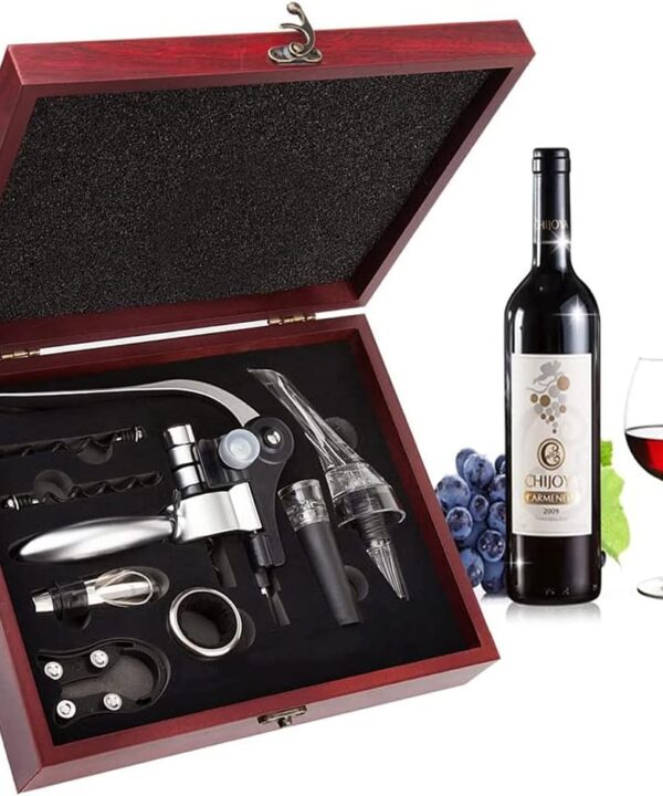 Wine Opener,Wine Bottle Opener, Wine Accessories Areator Wine Opener Kit, Red wine Corkscrew Set with Wood Case,Wine Gift with Luxury Packaging
