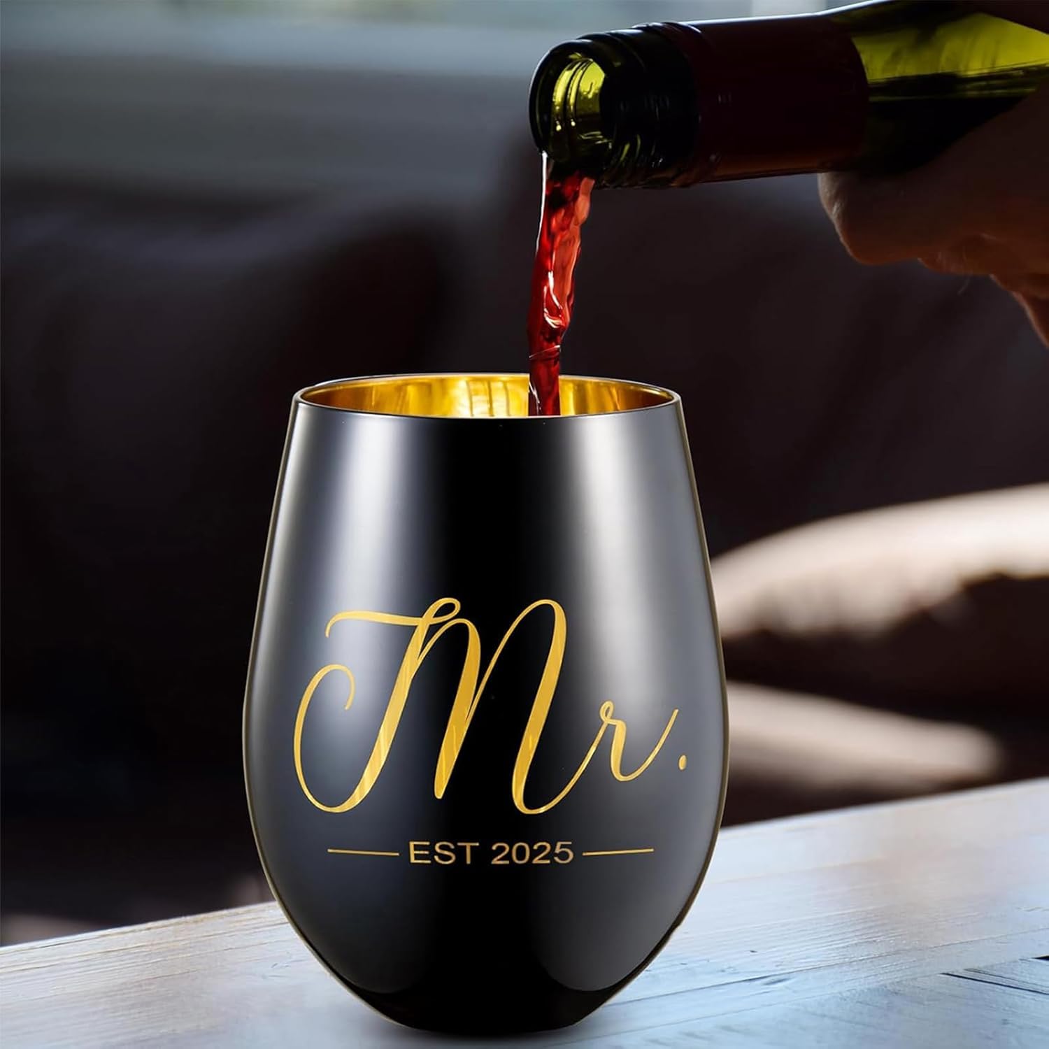 Mr and Mrs EST 2025 Wine Glasses Gifts- Cool Engagement Gifts, Wedding Gifts for Couples, Bride and Groom, His and Hers- Bridal Shower Gifts for Bride To Be