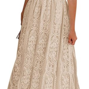 MEROKEETY Women's V Neck Short Sleeve Floral Lace Wedding Dress Bridesmaid Cocktail Party Maxi Dress