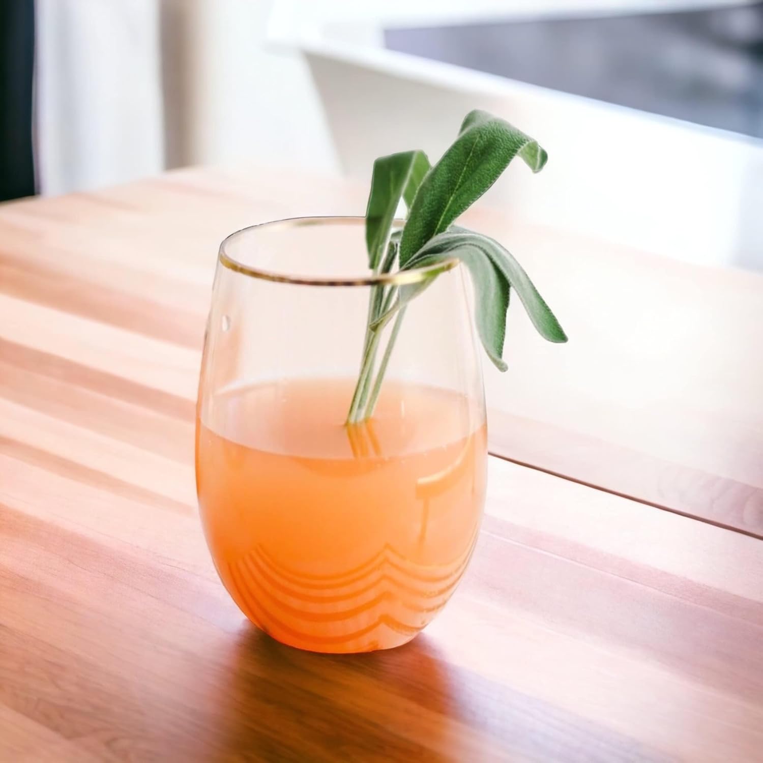 48 piece Stemless Unbreakable Crystal Clear Plastic Wine Glasses Set of 48 Small (10 Ounce – Gold Rim)