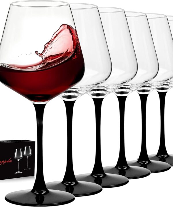Red Wine Glasses Set of 6, 20 oz Large Clear Burgundy Wine Glasses With Long Stem, Premium Crystal Wine Glass, Unique Gift for Wedding, Anniversary, Mothers Day