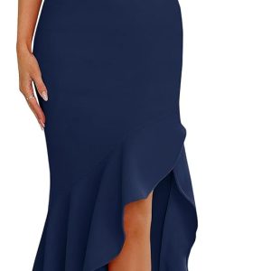 PRETTYGARDEN Wedding Guest Dresses for Women 2025 Summer Formal Gala Maxi Dress Ruffle Mermaid Cocktail Long Dresses
